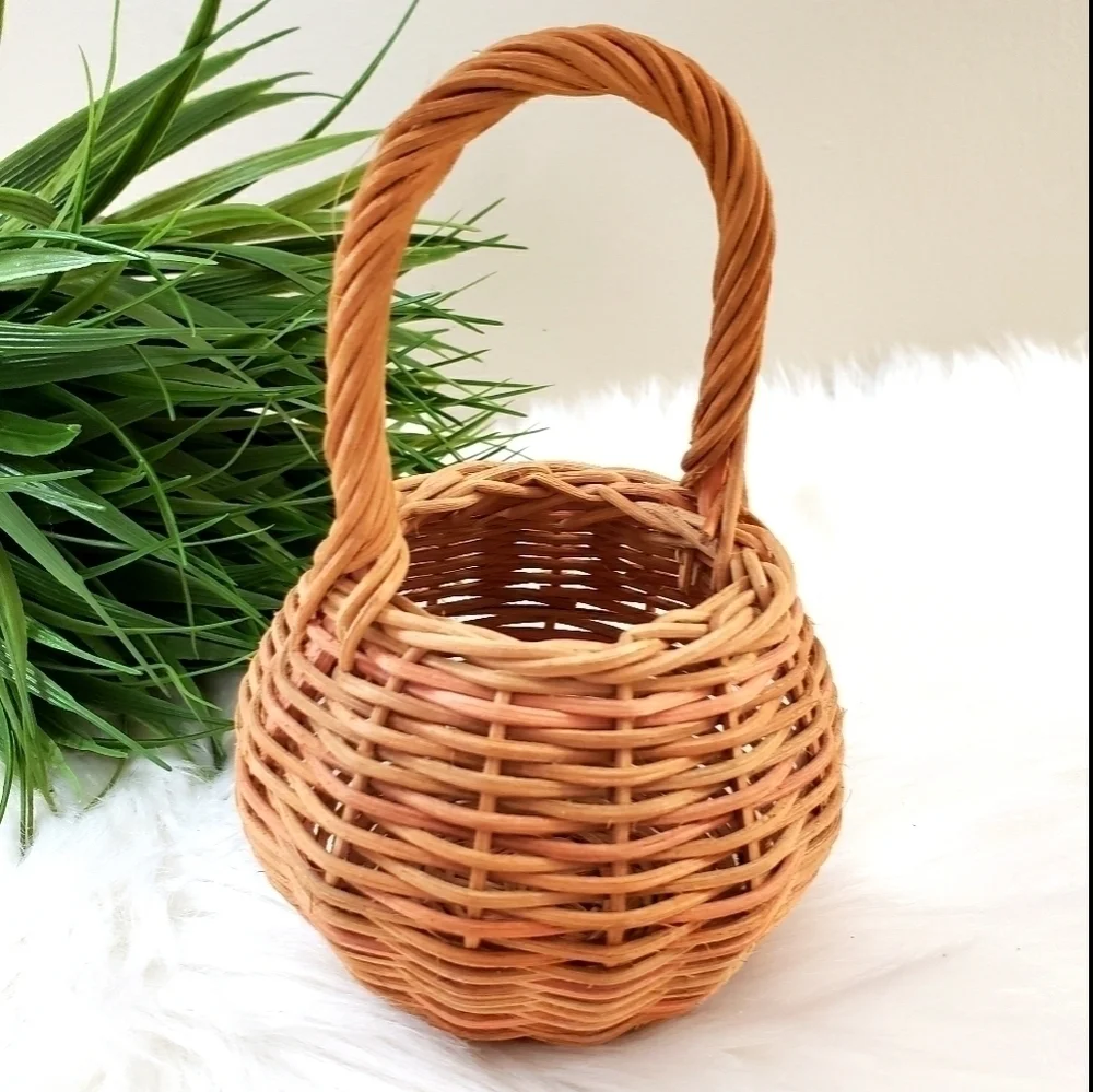 Mini long handle basket miniature boho